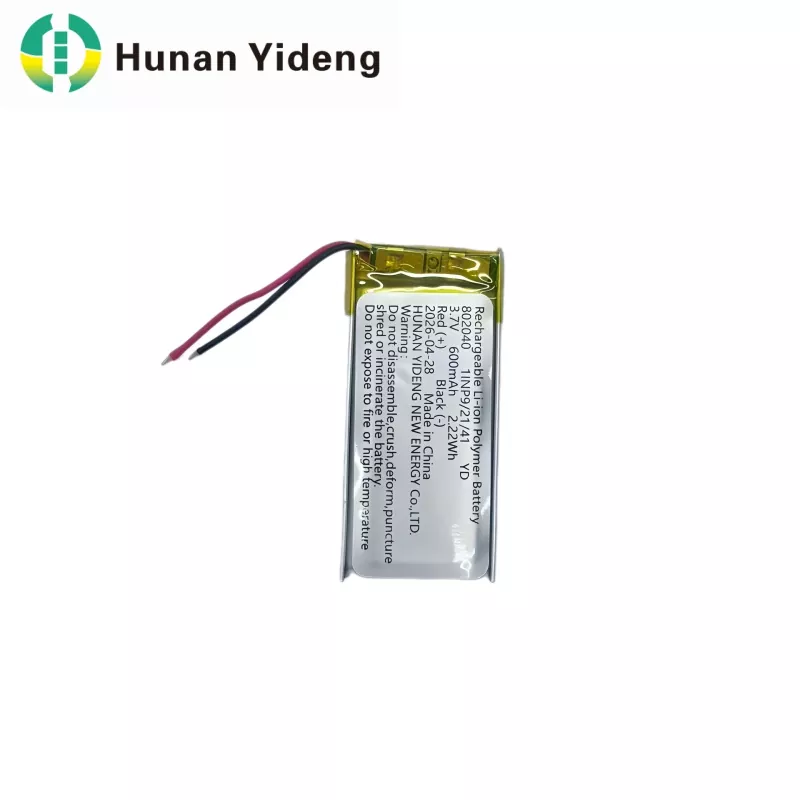 Baterei 802040 600mAh kanggo Perekam Swara lan Dolanan Listrik